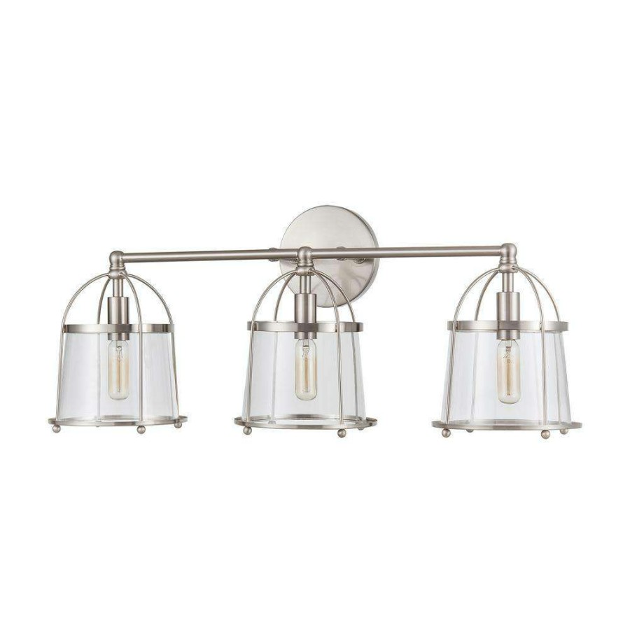 Vanity Lighting * | Merrick 24 In. 3-Light Satin Nickel Vanity Light By Titan Lighting