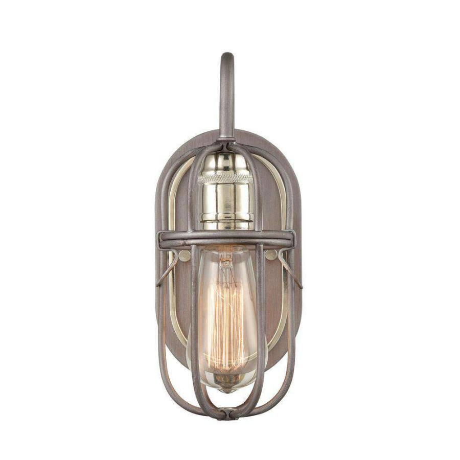 Vanity Lighting * | Industrial Cage 5 In. 1-Light Weathered Zinc Vanity Light By Titan Lighting