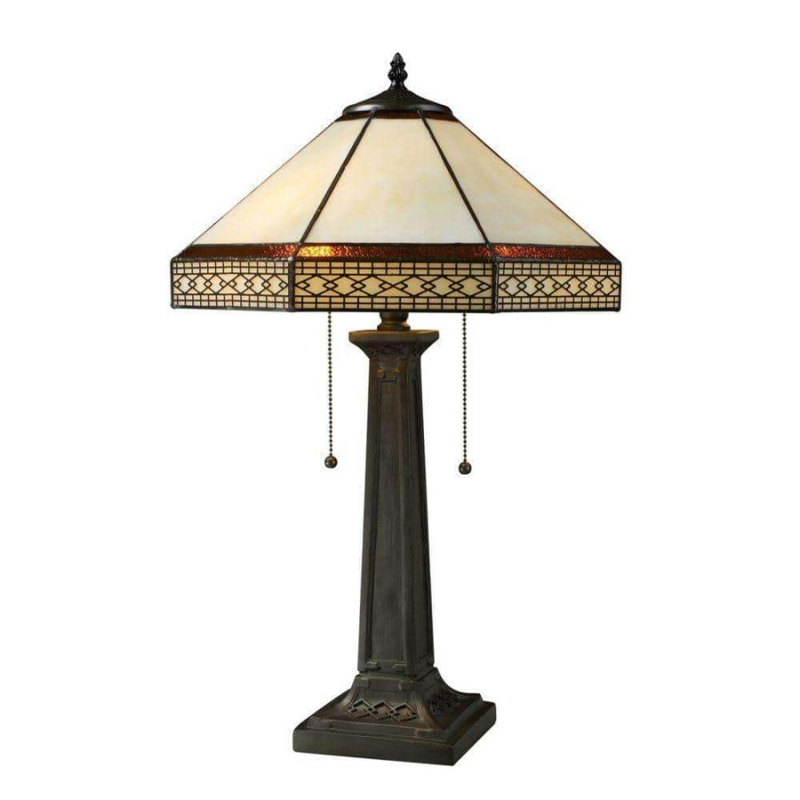 Lamps * | Stone Filigree 24 In. Tiffany Bronze Table Lamp By Titan Lighting