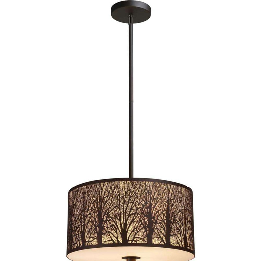 Pendant Lights * | Woodland Sunrise 3-Light Aged Bronze Pendant By Titan Lighting