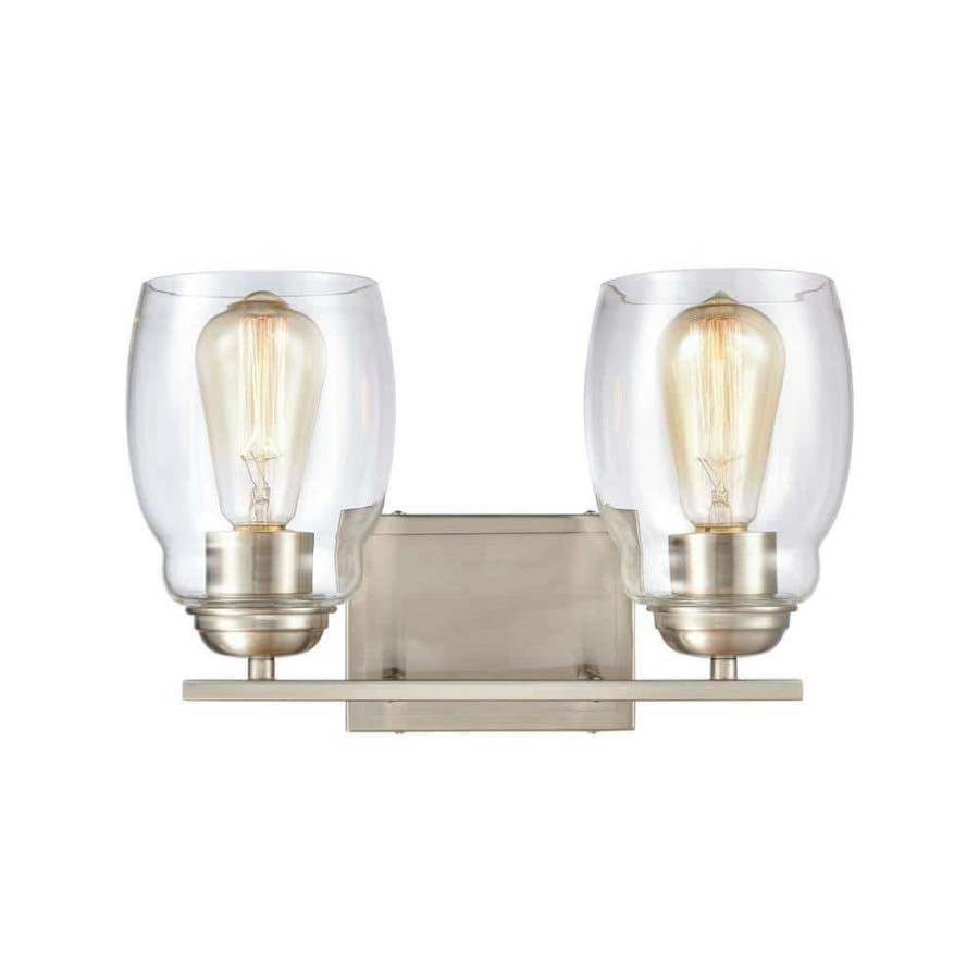 Vanity Lighting * | 14 In. 2 Light Brushed Nickel Vanity Light By Titan Lighting