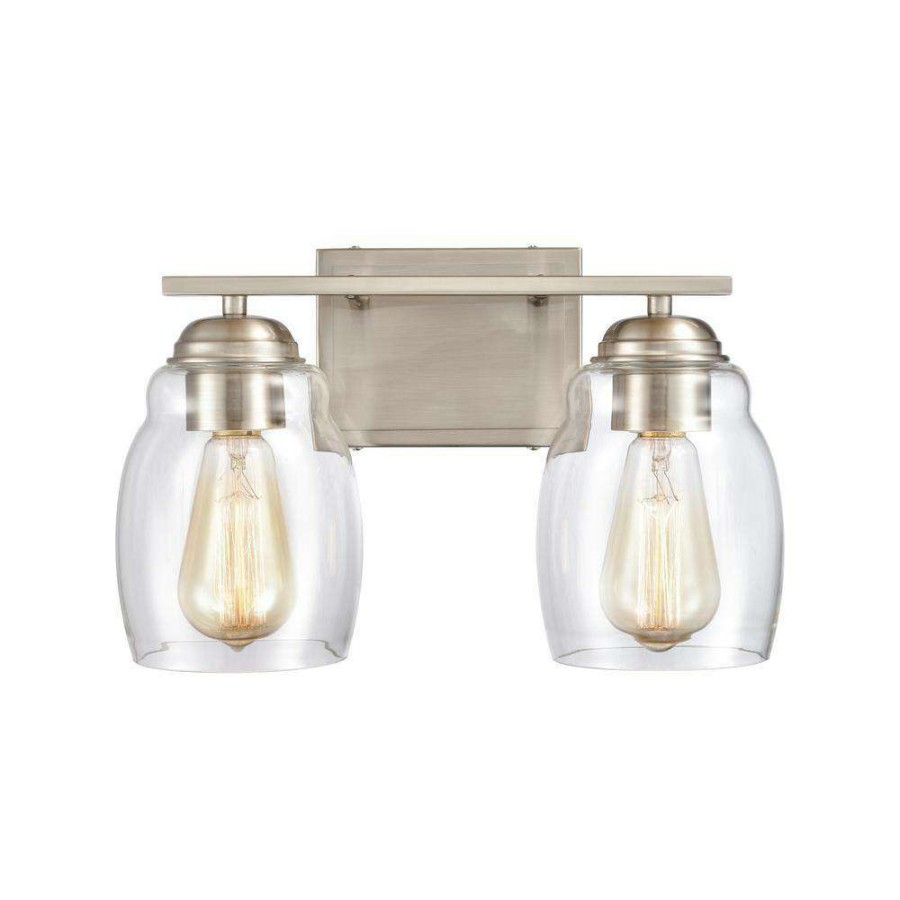 Vanity Lighting * | 14 In. 2 Light Brushed Nickel Vanity Light By Titan Lighting