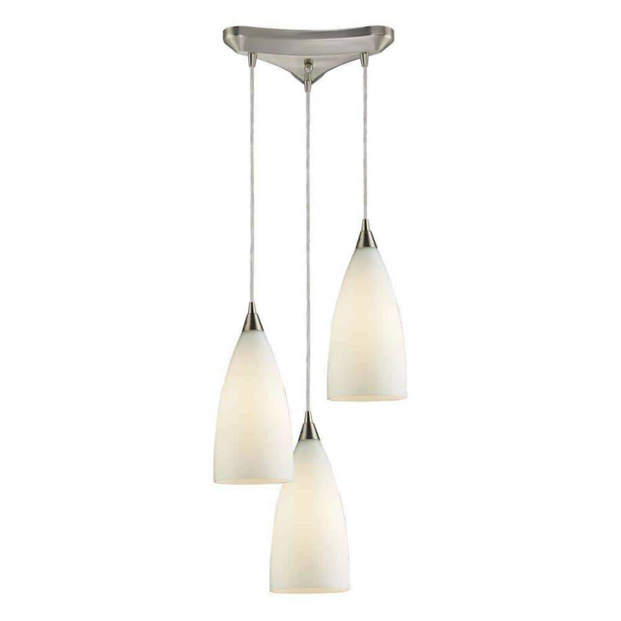 Pendant Lights * | Vesta 3-Light Satin Nickel Ceiling Pendant By Titan Lighting