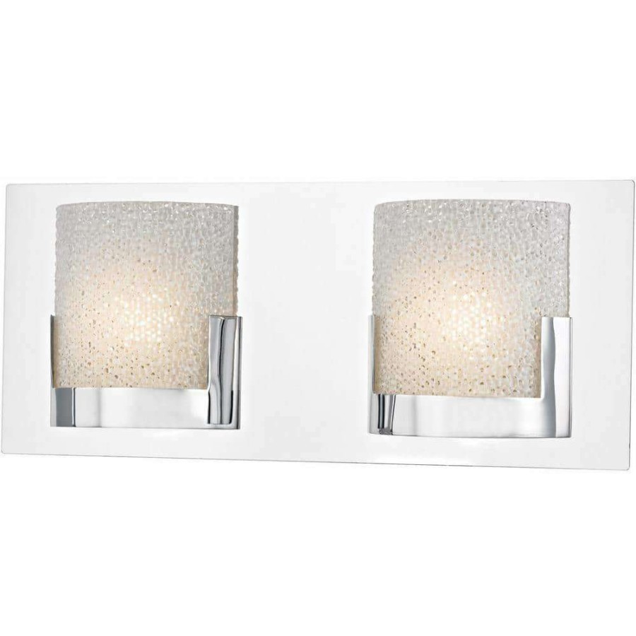 Vanity Lighting * | Ophelia 2-Light Chrome And Clear Glass Led Vanity Light By Titan Lighting