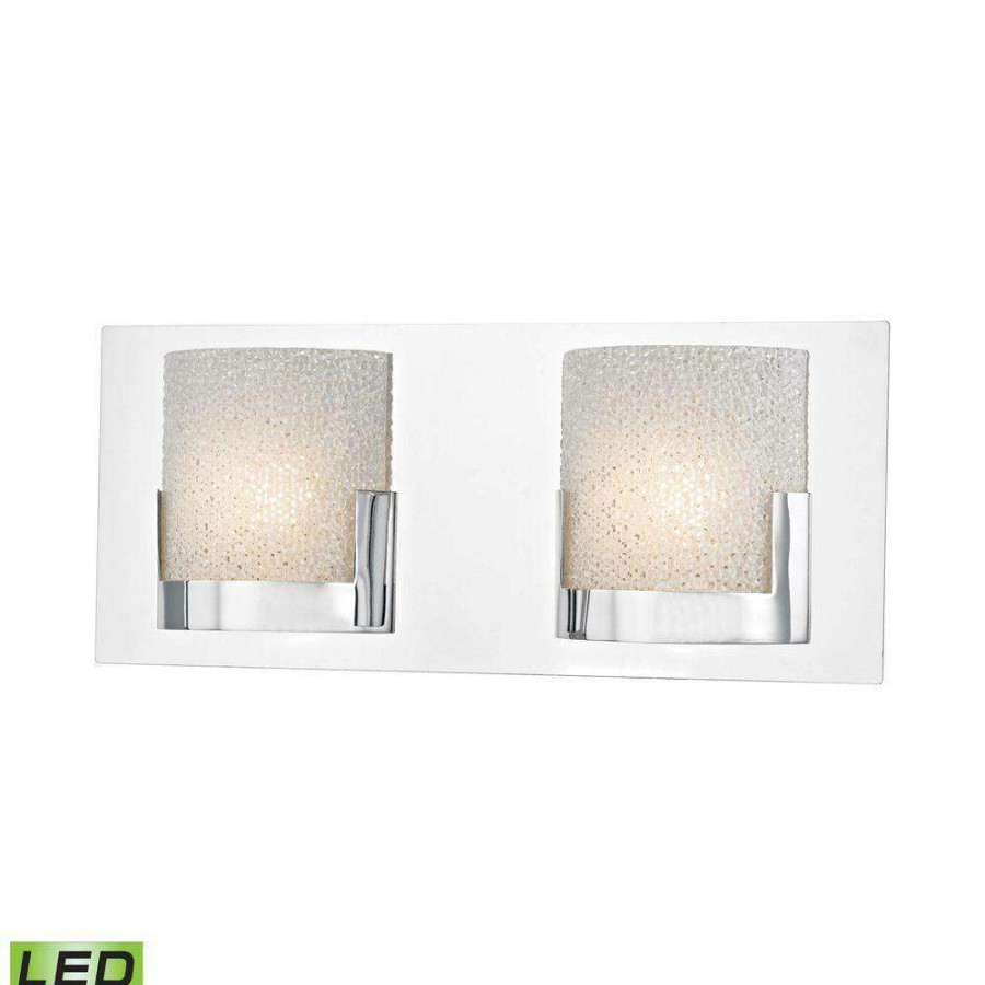 Vanity Lighting * | Ophelia 2-Light Chrome And Clear Glass Led Vanity Light By Titan Lighting