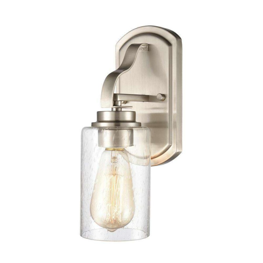 Wall Sconces * | 1-Light Brushed Nickel Wall Sconce By Titan Lighting