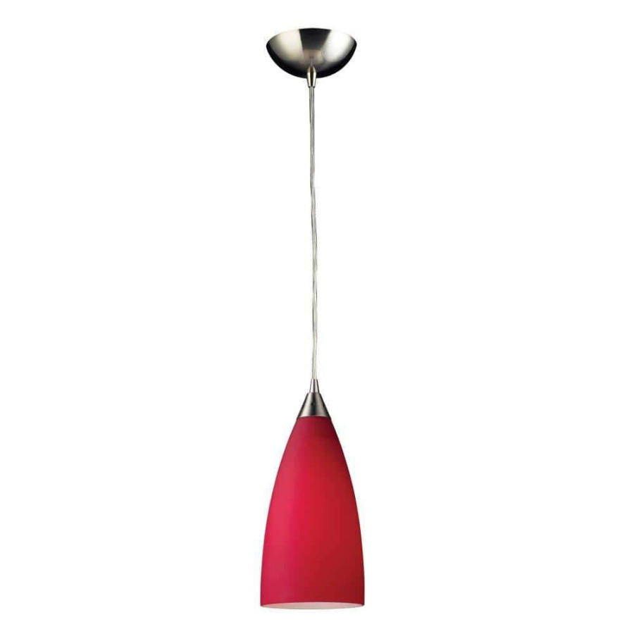 Pendant Lights * | Vesta 1-Light Satin Nickel Ceiling Pendant By Titan Lighting