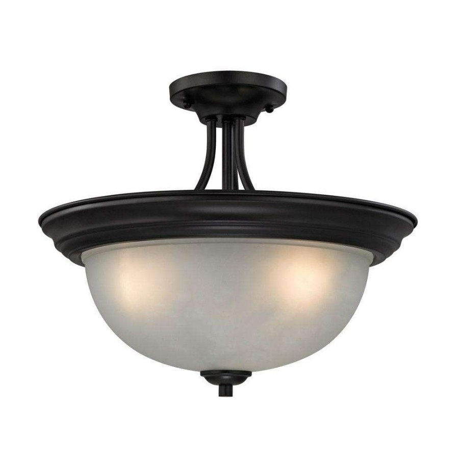 Chandeliers * | Bristol Lane 3-Light Oil-Rubbed Bronze Semi-Flush Mount Light By Titan Lighting