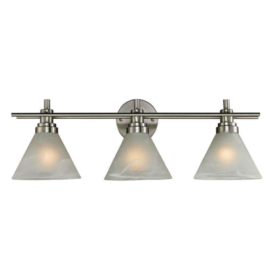 Vanity Lighting * | Pemberton 3-Light Brushed Nickel Wall Mount Bath Bar Light By Titan Lighting