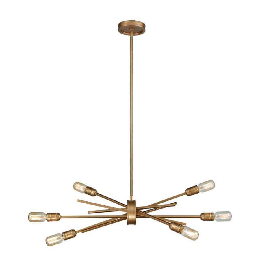 Chandeliers * | Xenia 6-Light Large Matte Gold Chandelier By Titan Lighting