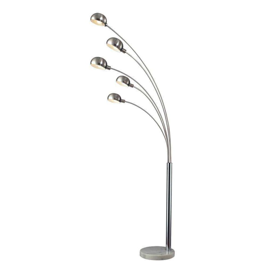 Lamps * | Penbrook Arc 83 In. Silver Plating Floor Lamp With White Marble Base By Titan Lighting