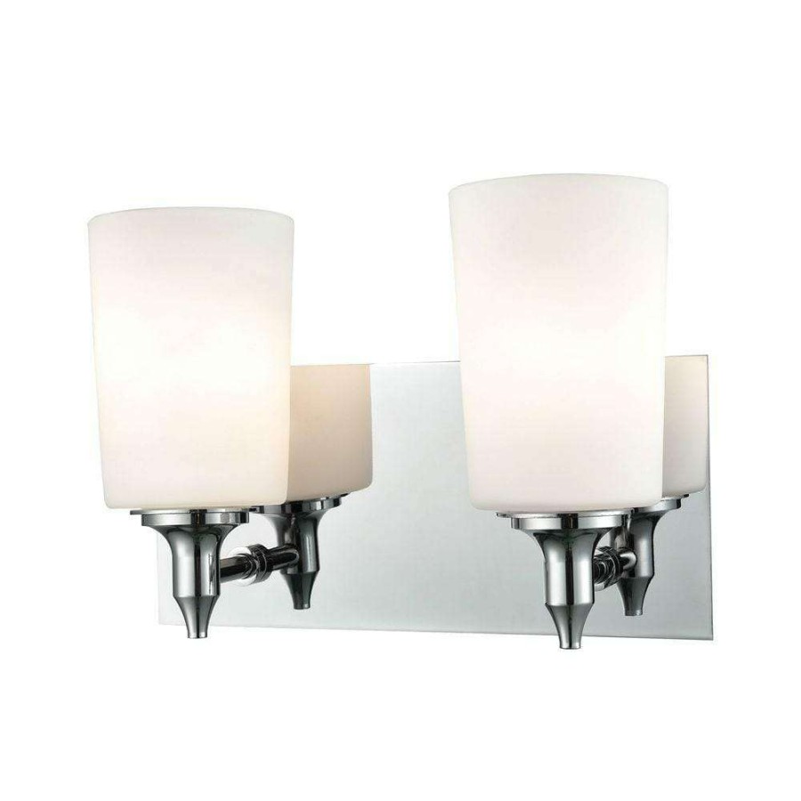 Vanity Lighting * | Alton Road 2-Light Chrome And Opal Glass Vanity Light By Titan Lighting