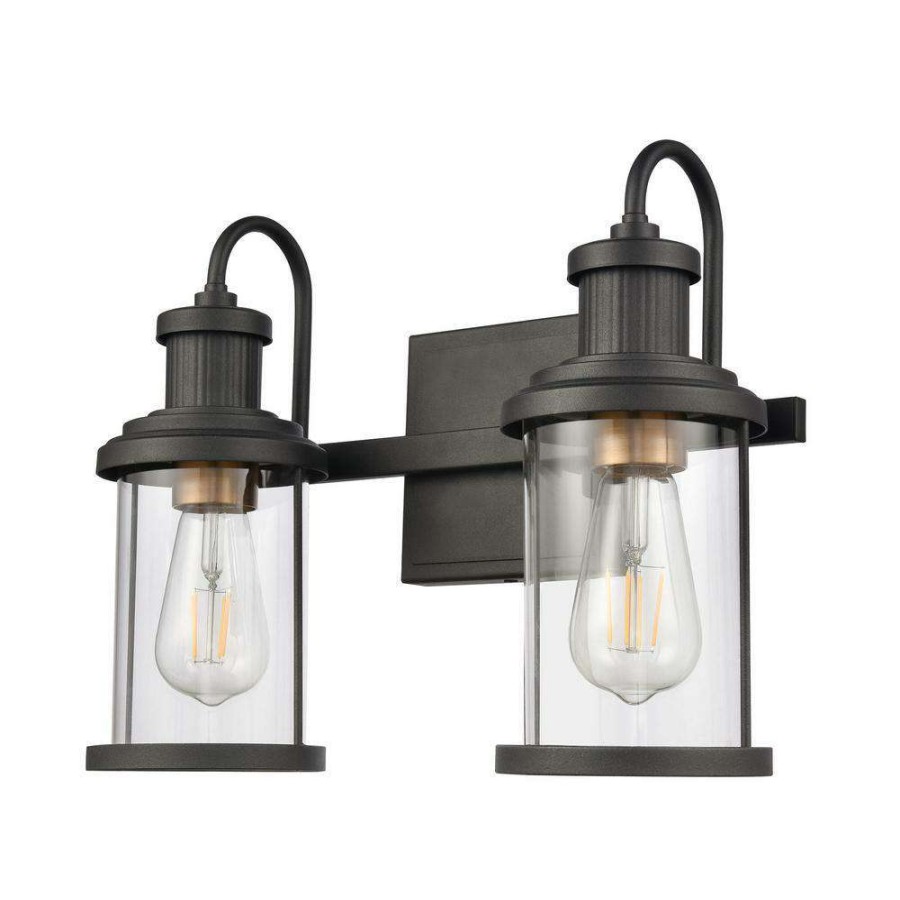 Vanity Lighting * | Millburn 15 In. 2-Light Matte Black Vanity Light By Titan Lighting