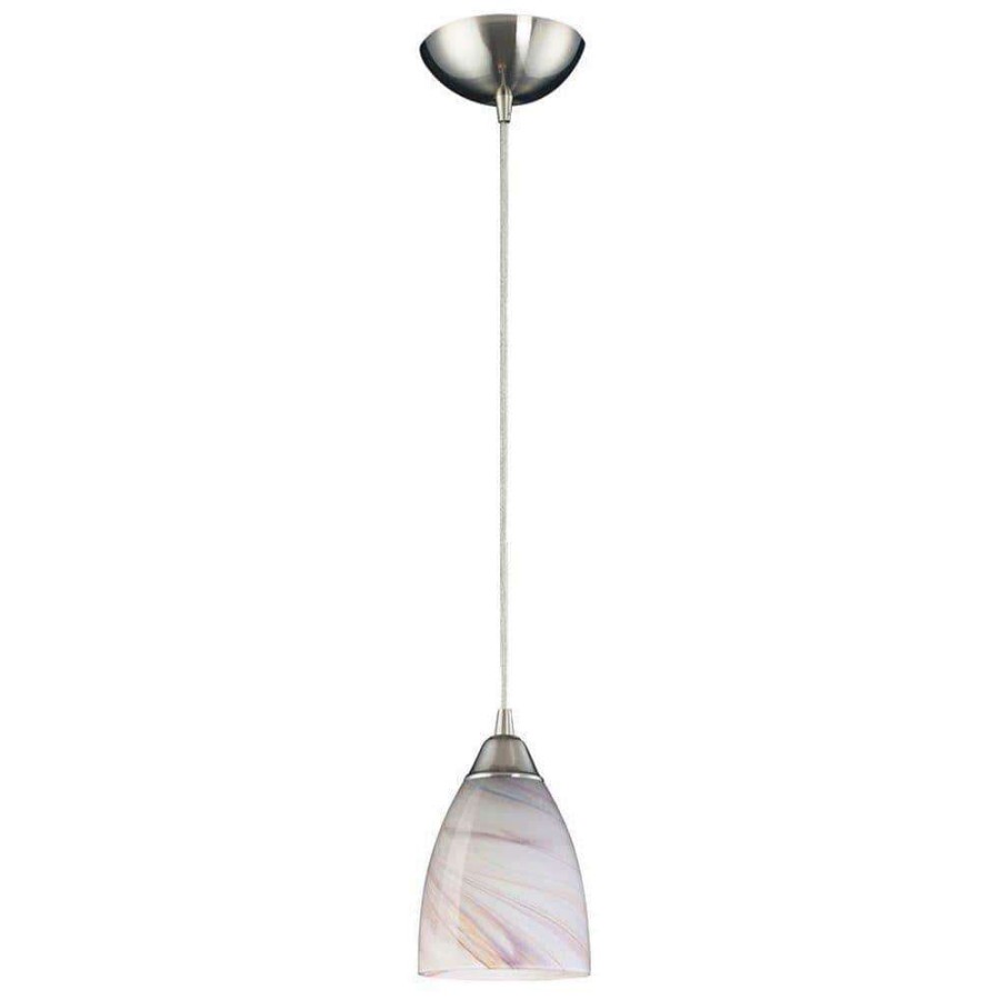 Pendant Lights * | Pierra 1-Light Satin Nickel Ceiling Mount Pendant By Titan Lighting