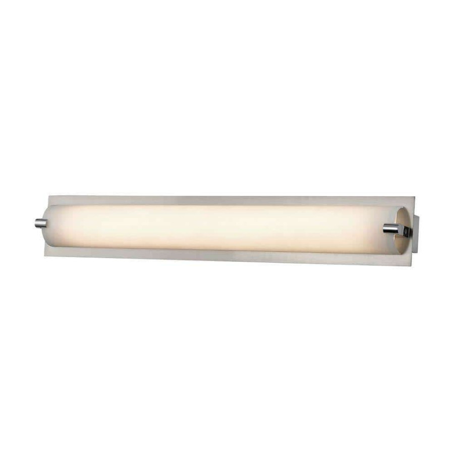 Vanity Lighting * | Piper 1-Light Satin Nickel With Frosted Glass Small Vanity Light By Titan Lighting