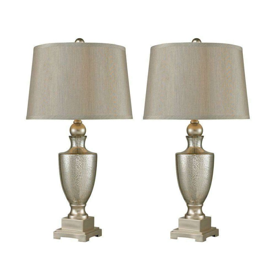 Lamps * | 29 In. Antique Mercury Glass Table Lamps With Silver Accents (Set Of 2) By Titan Lighting