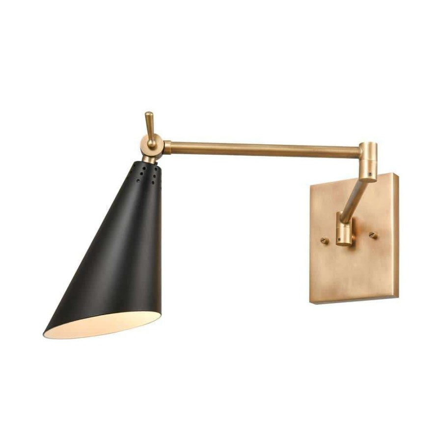 Wall Sconces * | Calder 1-Light Natural Brass Wall Sconce By Titan Lighting