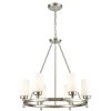 Chandeliers * | Dawson 6-Light Satin Nickel Wagon Wheel Chandelier With Glass Shades By Titan Lighting