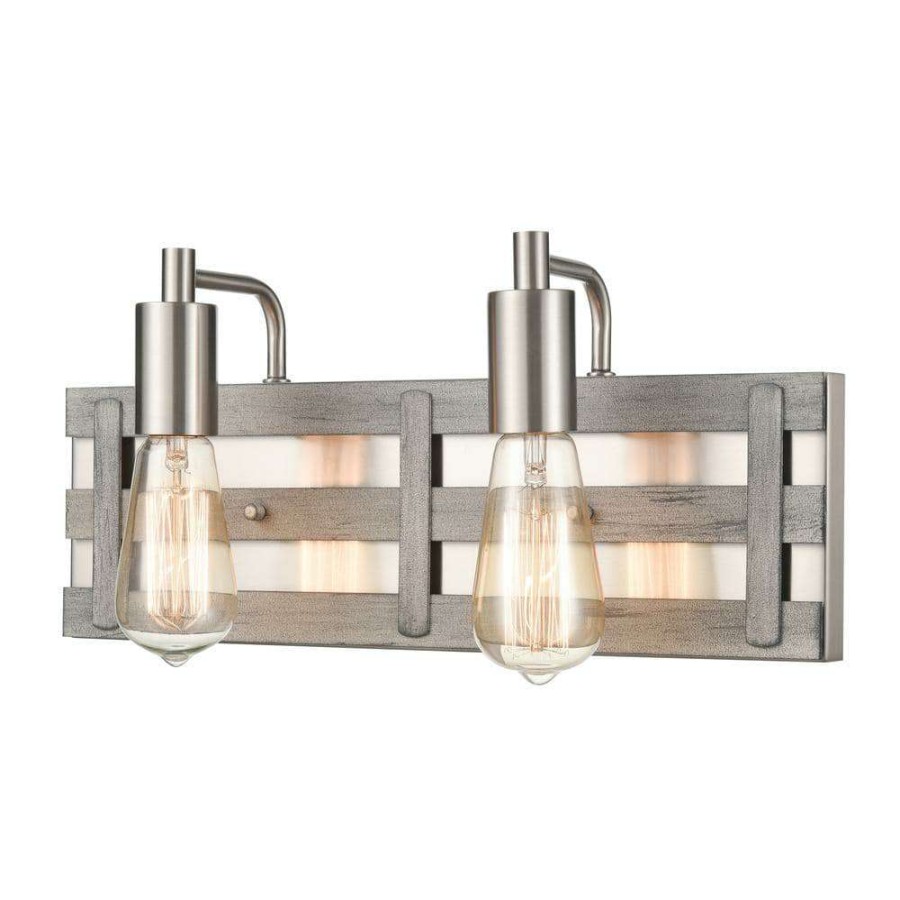 Vanity Lighting * | Brigantine 16 In. 2-Light Weathered Driftwood Vanity Light By Titan Lighting