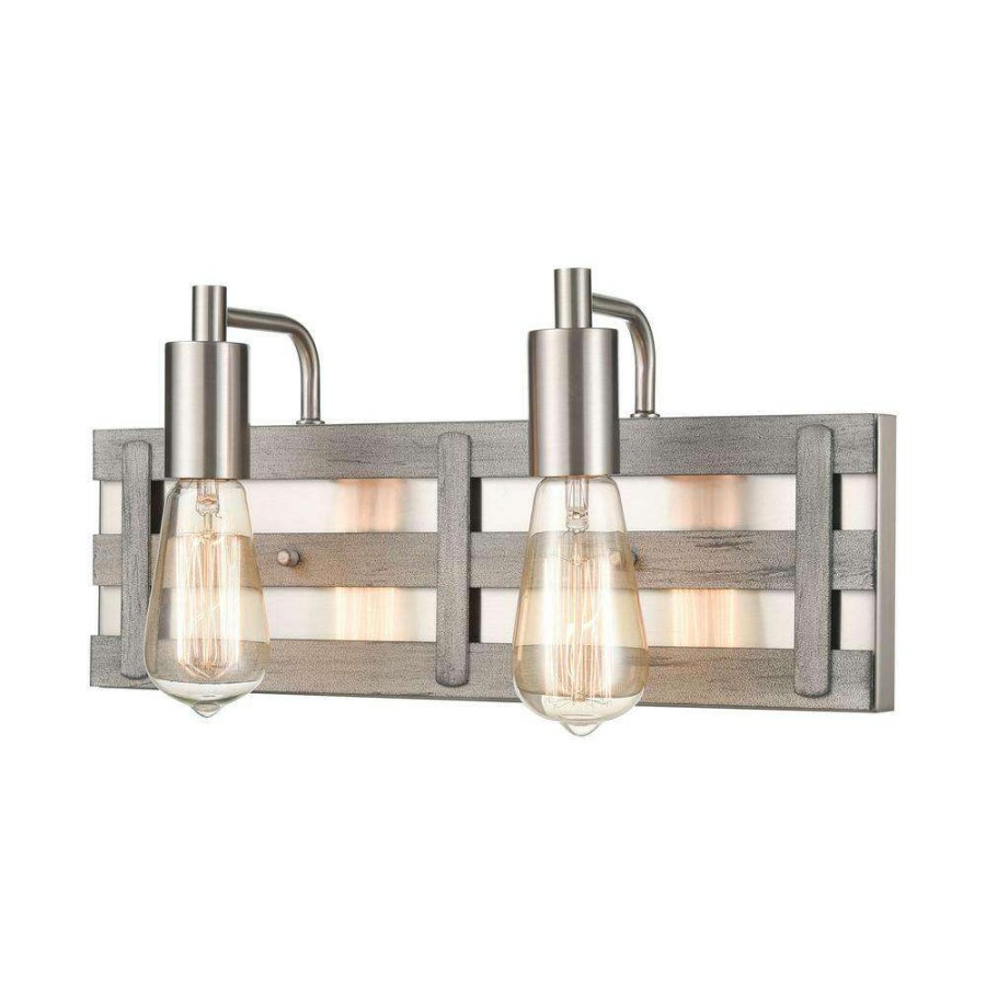 Vanity Lighting * | Brigantine 16 In. 2-Light Weathered Driftwood Vanity Light By Titan Lighting