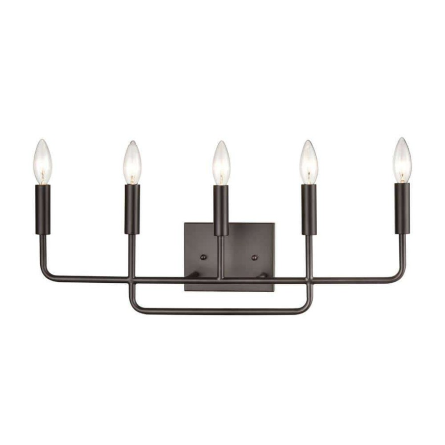 Vanity Lighting * | 25 In. 5 Light Oil Rubbed Bronze Vanity Light By Titan Lighting