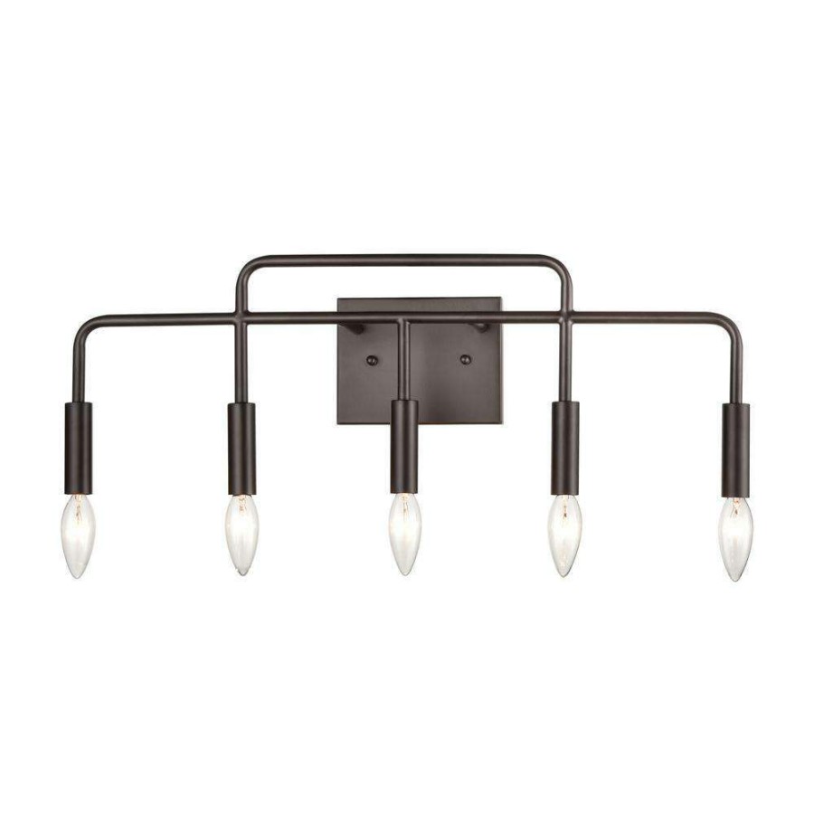 Vanity Lighting * | 25 In. 5 Light Oil Rubbed Bronze Vanity Light By Titan Lighting