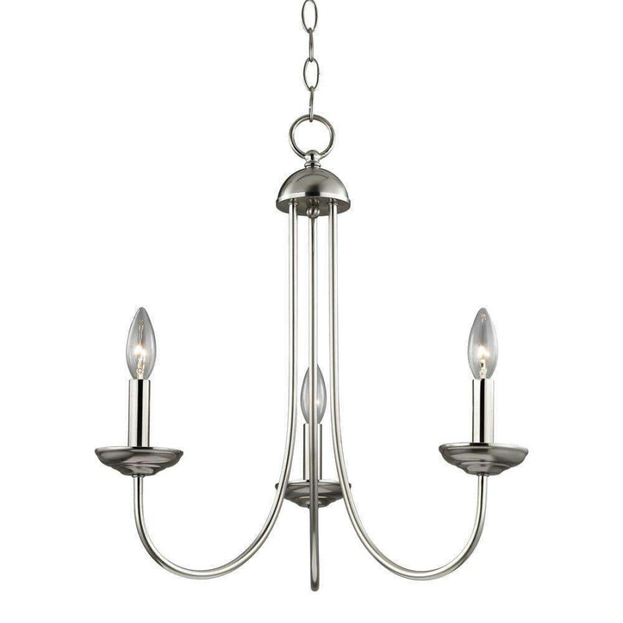 Chandeliers * | Williamsport 3-Light Brushed Nickel Chandelier By Titan Lighting