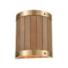 Wall Sconces * | Wooden Barrel 2 Light Satin Brass Wall Sconce By Titan Lighting