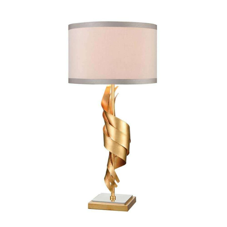 Lamps * | Shake It 33 In. Gold Leaf Table Lamp By Titan Lighting