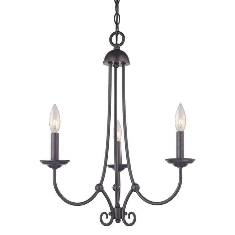 Chandeliers * | Williamsport 3-Light Oil Rubbed Bronze Ceiling Chandelier By Titan Lighting