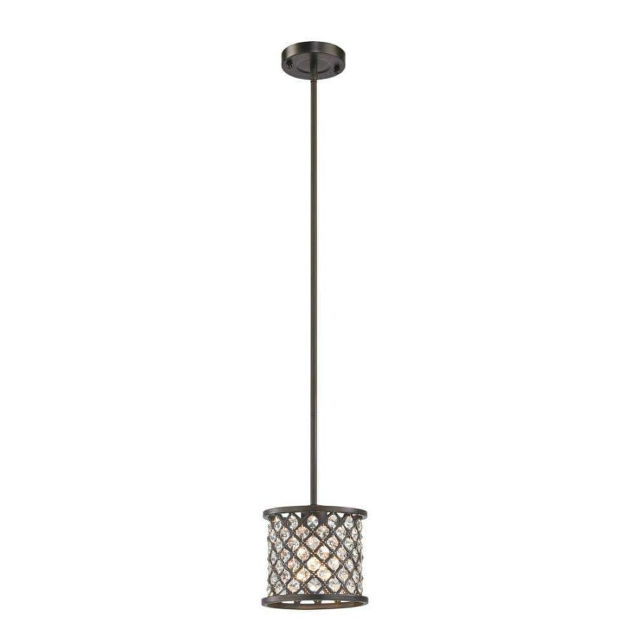 Pendant Lights * | Genevieve 1-Light Oil Rubbed Bronze Pendant By Titan Lighting