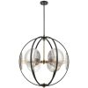 Chandeliers * | Oriah 6-Light Matte Black Sphere Chandelier With Glass Shades By Titan Lighting