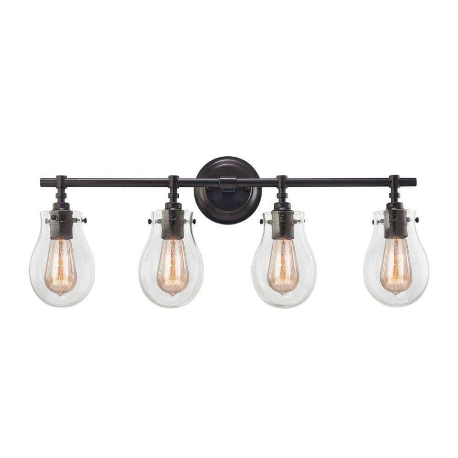 Vanity Lighting * | Jaelyn 4-Light Oil-Rubbed Bronze Vanity Light By Titan Lighting