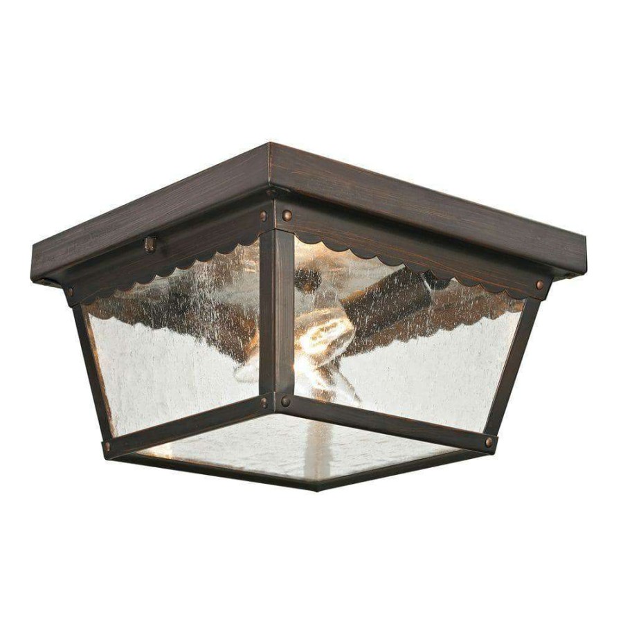 Outdoor Lighting * | Springfield 2-Light Hazelnut Bronze Outdoor Flushmount By Titan Lighting