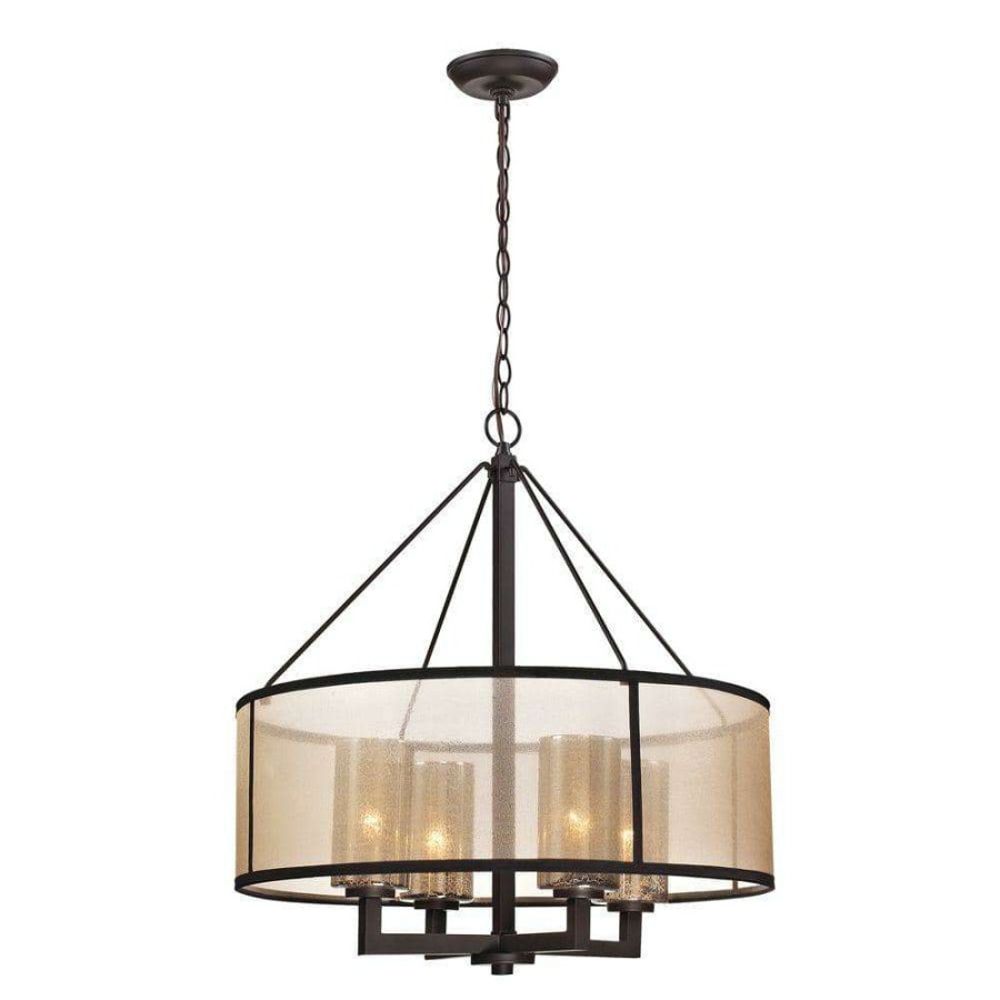 Chandeliers * | Hearthstone Collection 4-Light Oil-Rubbed Bronze Chandelier By Titan Lighting