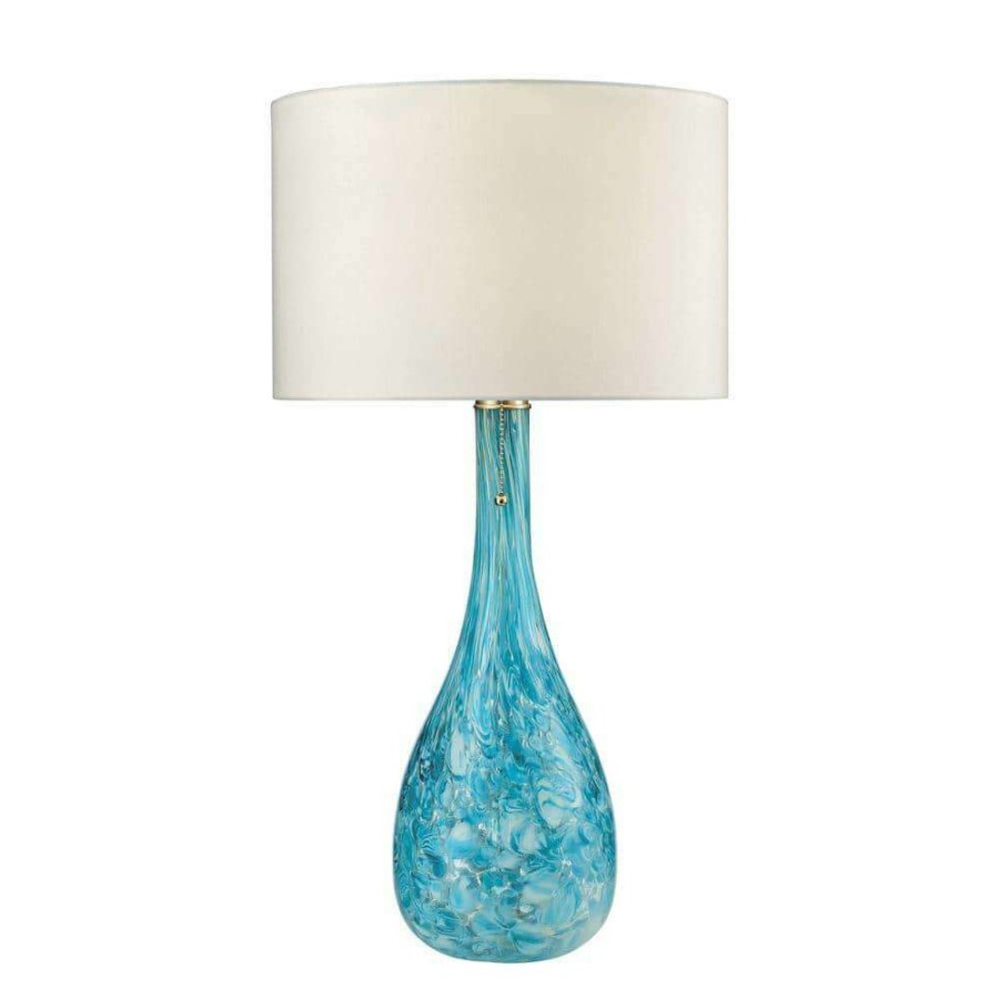 Lamps * | Mediterranean 29 In. Seafoam Blown Glass Table Lamp By Titan Lighting