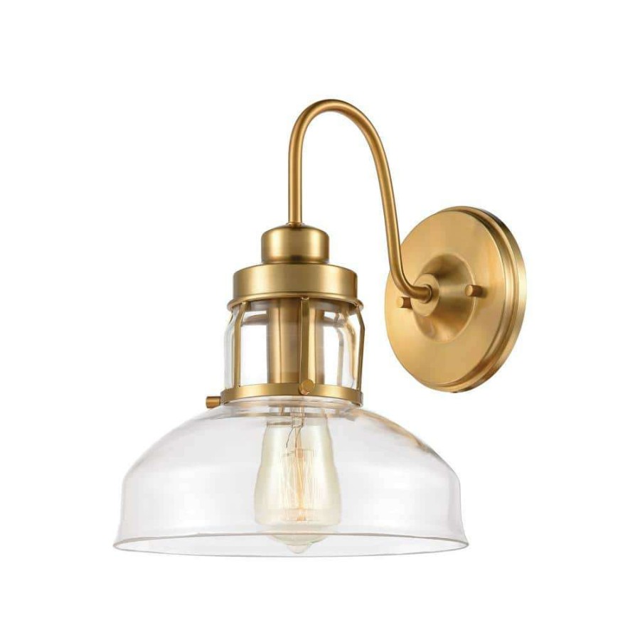 Wall Sconces * | Manhattan Boutique 1-Light Brushed Brass Wall Sconce By Titan Lighting