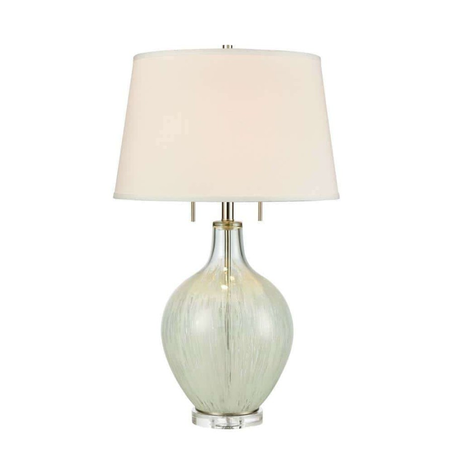 Lamps * | Storms End 2-Light Table Lamp In Clear And White By Titan Lighting