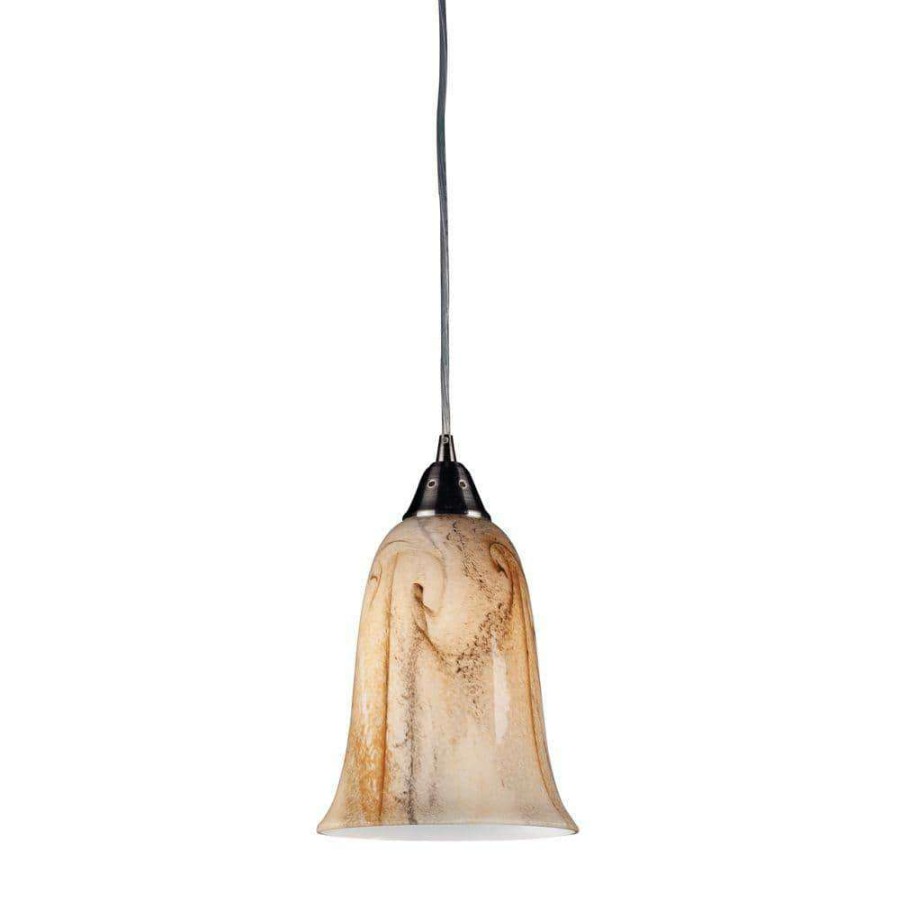 Pendant Lights * | Granite 1-Light Satin Nickel Ceiling Mount Pendant By Titan Lighting