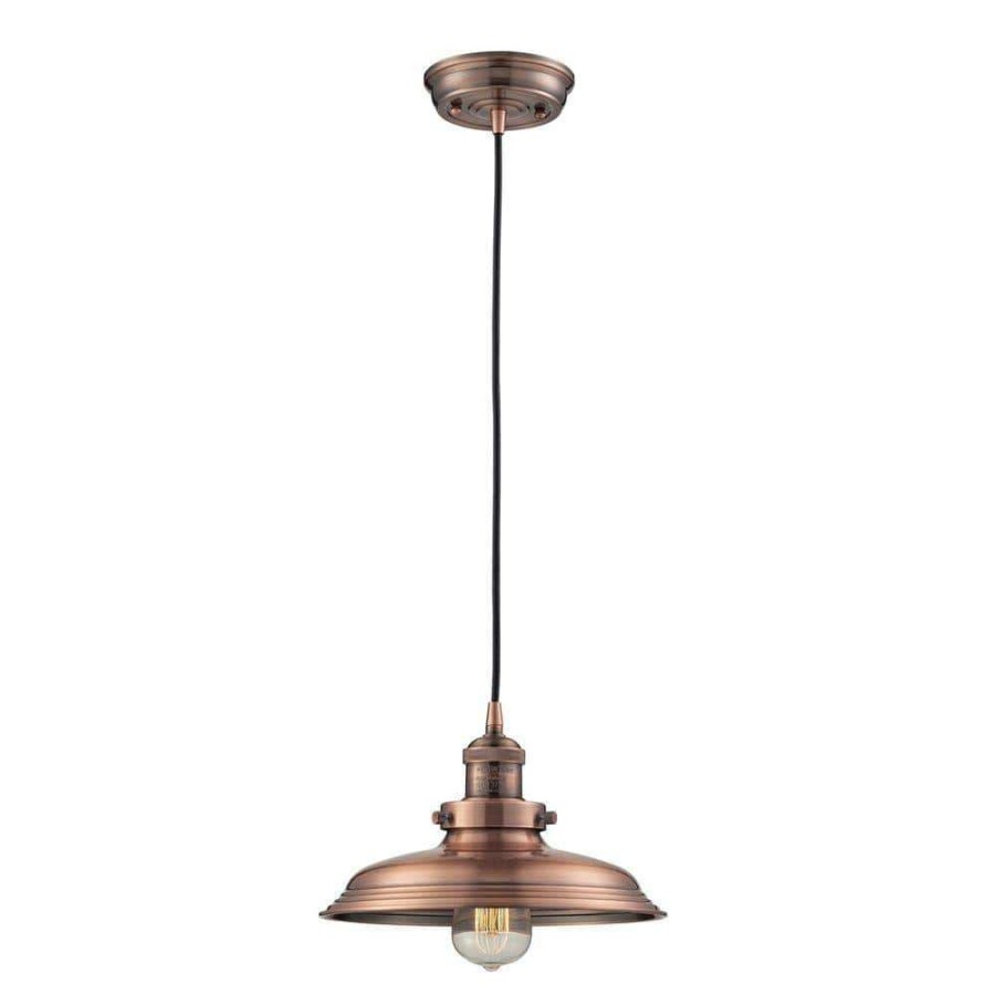 Pendant Lights * | 1-Light Antique Copper Mini-Pendant With Vintage Bulb Included By Titan Lighting