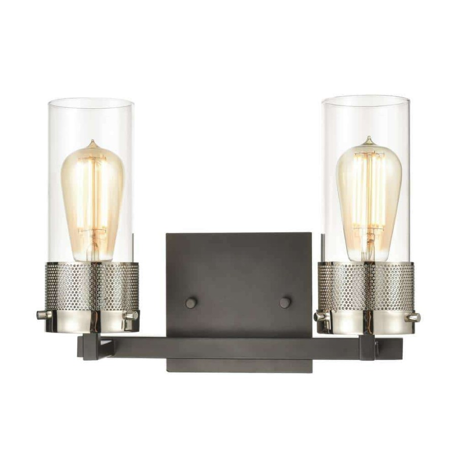 Vanity Lighting * | Bergenline 13 In. 2-Light Matte Black Vanity Light By Titan Lighting