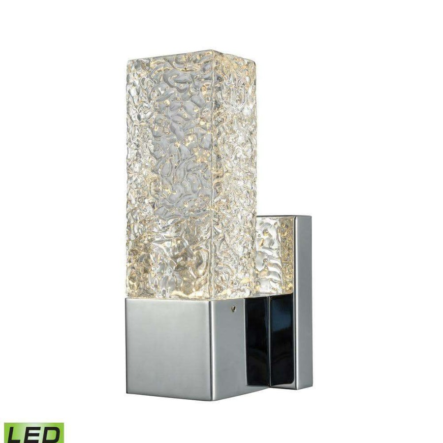 Wall Sconces * | Cubic Ice 1-Light 60-Watt Polished Chrome Integrated Led Sconce By Titan Lighting