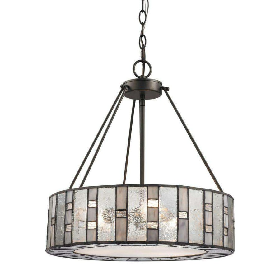 Chandeliers * | Ethan 3-Light Tiffany Bronze Chandelier By Titan Lighting