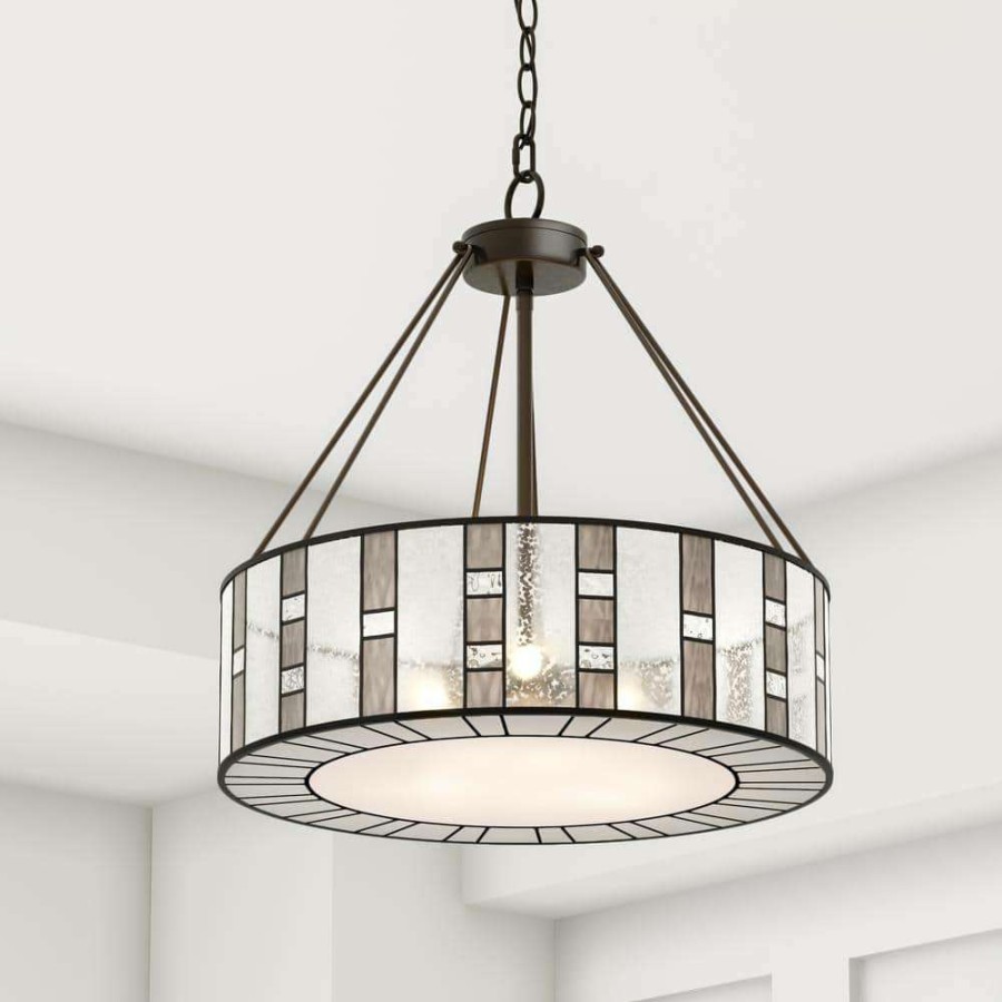 Chandeliers * | Ethan 3-Light Tiffany Bronze Chandelier By Titan Lighting