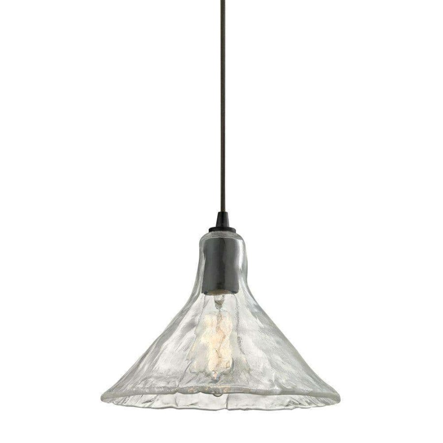 Pendant Lights * | Hand Formed Glass 1-Light Oil Rubbed Bronze Pendant By Titan Lighting