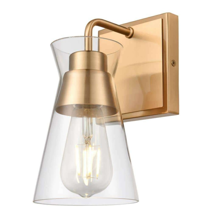 Vanity Lighting * | Brookville 5 In. 1-Light Burnished Brass Vanity Light By Titan Lighting