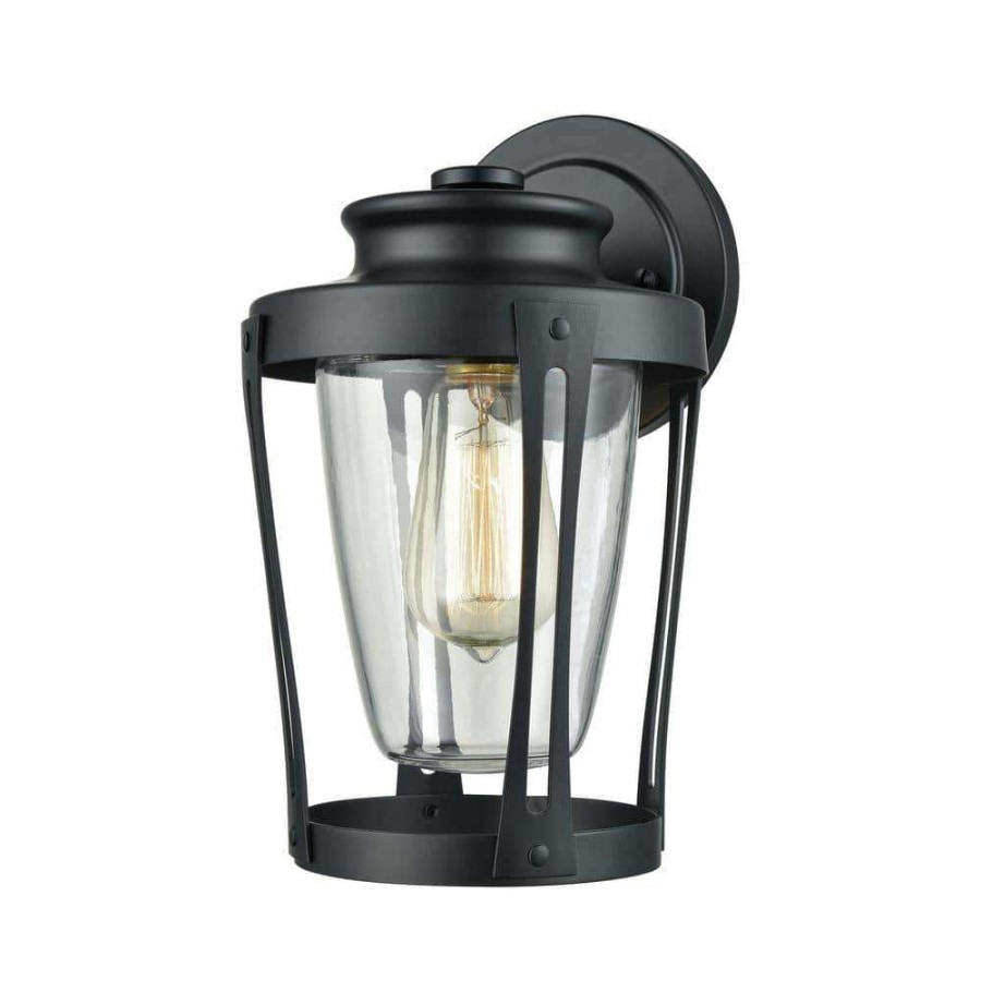 Outdoor Lighting * | Fullerton 1-Light Matte Black With Clear Glass Outdoor Wall Mount Sconce By Titan Lighting