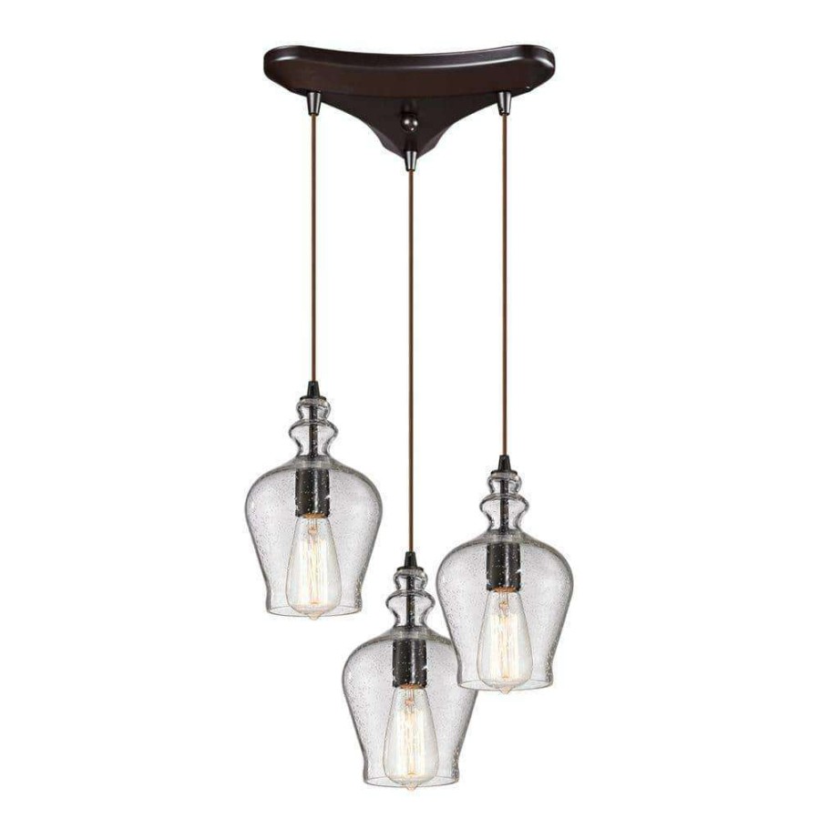 Pendant Lights * | Wycombe Collection 3-Light Oil-Rubbed Bronze Mini Pendant By Titan Lighting