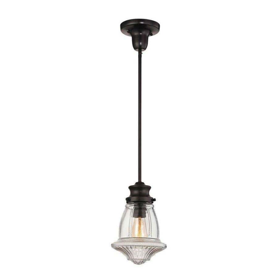 Pendant Lights * | Schoolhouse Pendants 1-Light Oil Rubbed Bronze Pendant By Titan Lighting