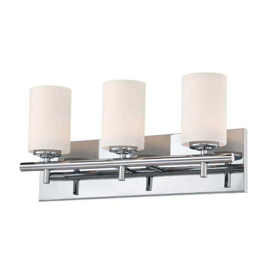 Vanity Lighting * | Barro 3-Light Chrome Vanity Light With White Opal Glass By Titan Lighting